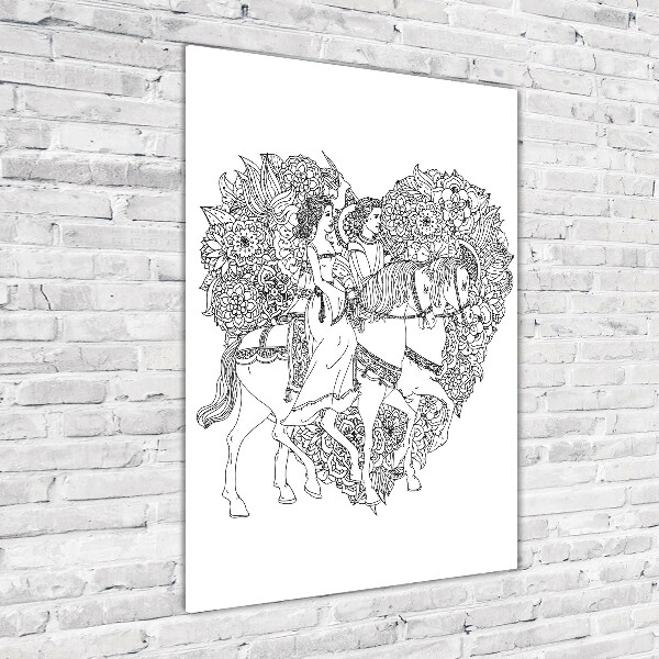 Glasbild vertikales Frau und Mann