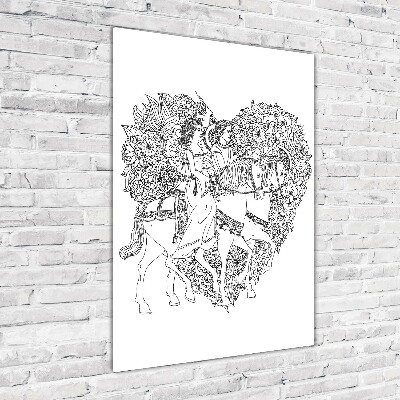 Glasbild vertikales Frau und Mann