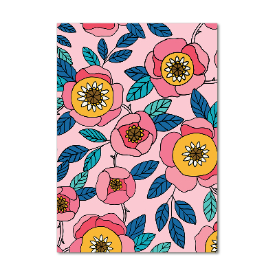 Glasbild vertikales Bunte Blumen