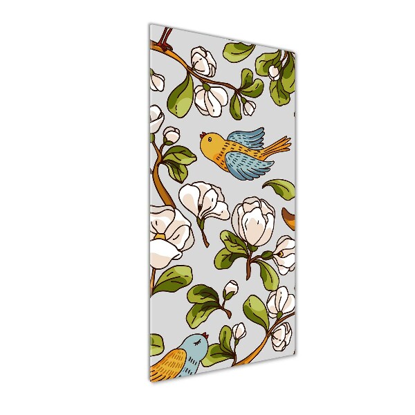 Bild aus glas vertikales Vögel und Blumen