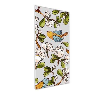 Bild aus glas vertikales Vögel und Blumen