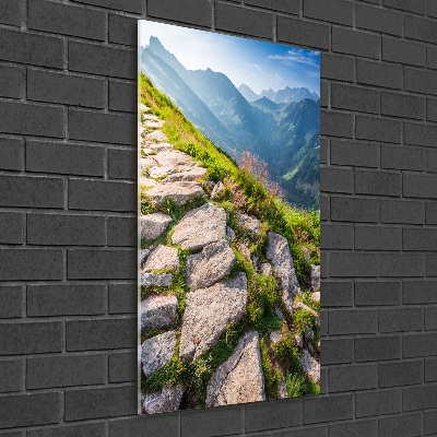 Glasbild vertikales Bergpfad