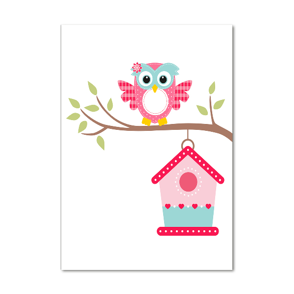 Foto auf glas vertikales Eule auf einem Ast