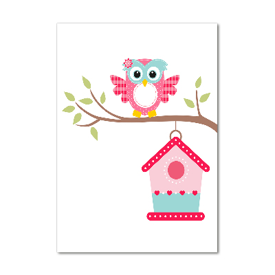 Foto auf glas vertikales Eule auf einem Ast