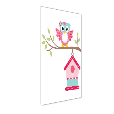 Foto auf glas vertikales Eule auf einem Ast