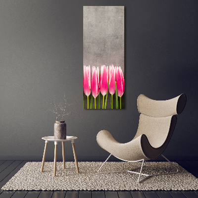Foto auf glas vertikales Rosa Tulpen