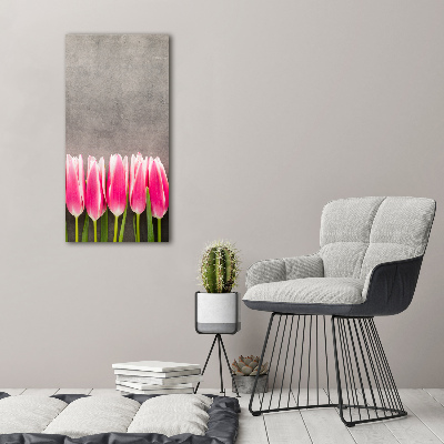 Foto auf glas vertikales Rosa Tulpen