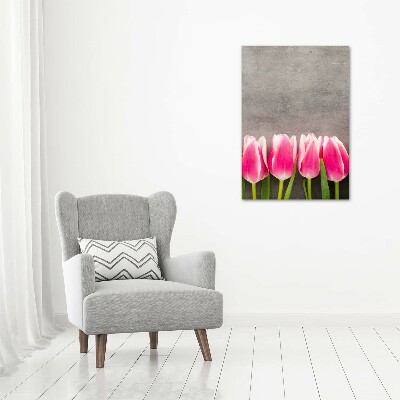 Foto auf glas vertikales Rosa Tulpen