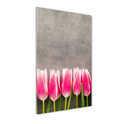 Foto auf glas vertikales Rosa Tulpen