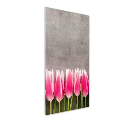 Foto auf glas vertikales Rosa Tulpen