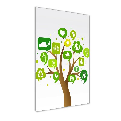 Glasbild vertikales Ökologischer Baum