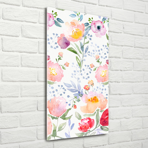 Glasbild vertikales Mohnblumen