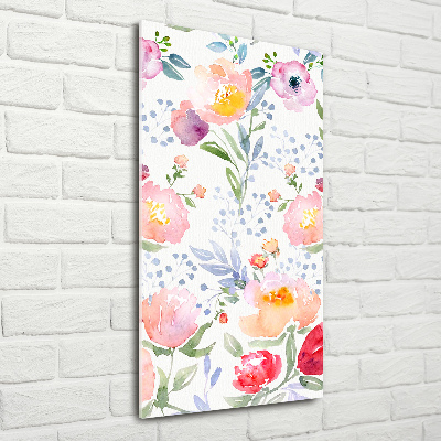 Glasbild vertikales Mohnblumen