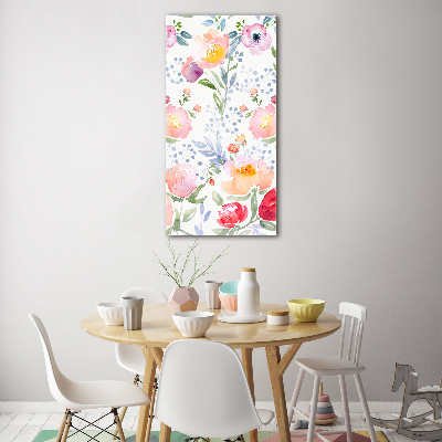 Glasbild vertikales Mohnblumen