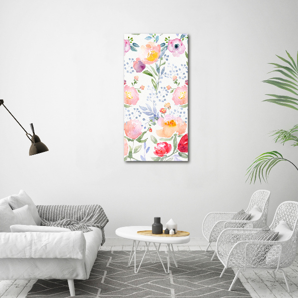 Glasbild vertikales Mohnblumen