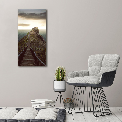 Bild aus glas vertikales Pfad auf dem Felsen