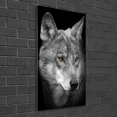 Foto auf glas vertikales Porträt eines Wolfes