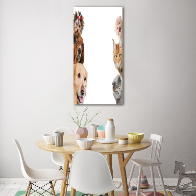 Bild aus glas vertikales Hunde und Katzen