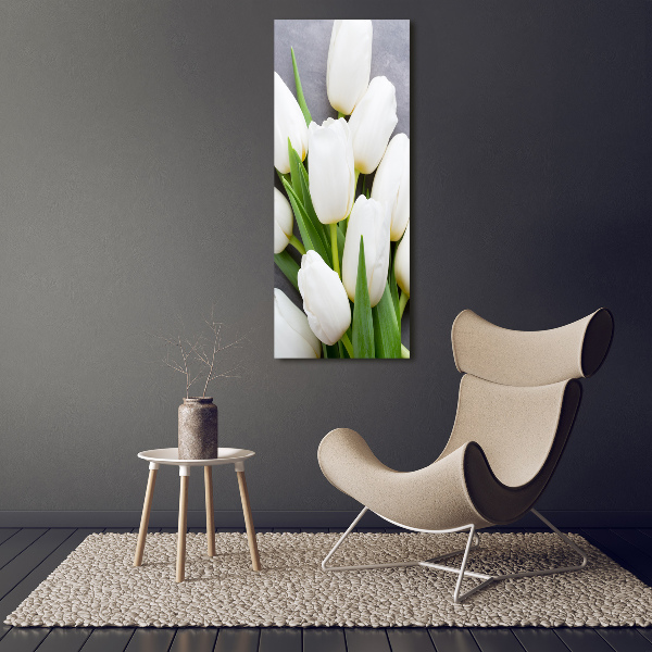 Foto auf glas vertikales Weiße Tulpen