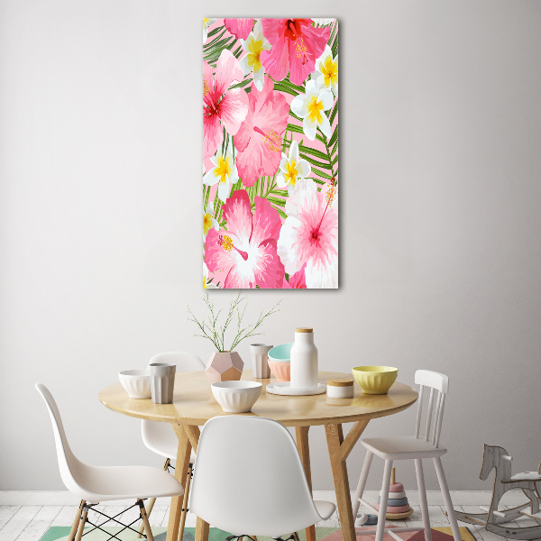 Glasbild vertikales Tropische Blumen