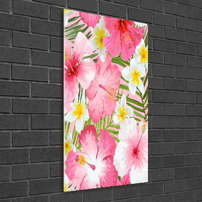 Glasbild vertikales Tropische Blumen