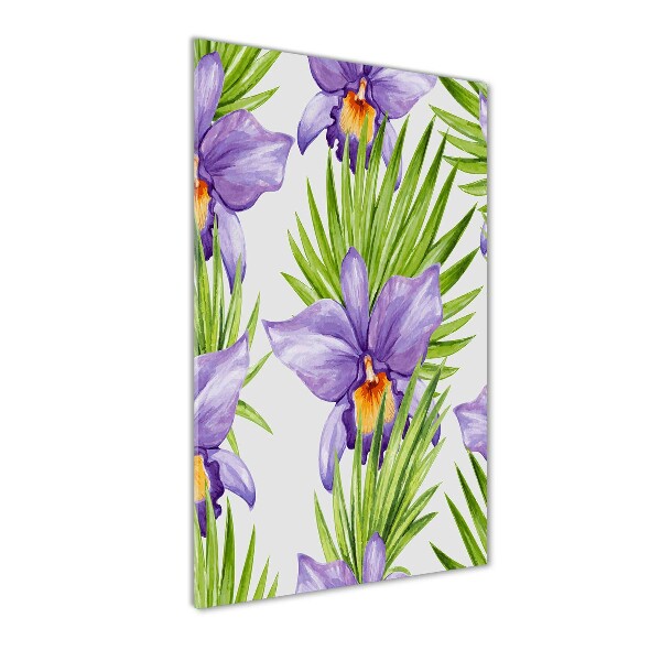 Foto auf glas vertikales Orchideen und Palmen