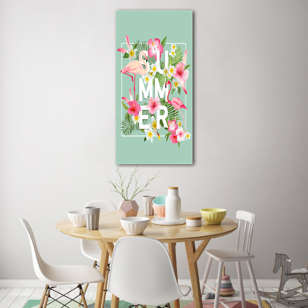 Foto auf glas vertikales Urlaub und Flamingos