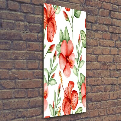 Glasbild vertikales Tropische Blumen