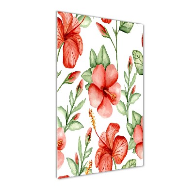 Glasbild vertikales Tropische Blumen