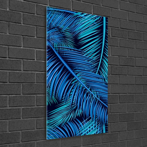 Glasbild vertikales Palmenblätter