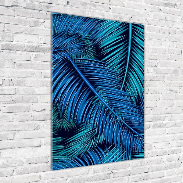 Glasbild vertikales Palmenblätter