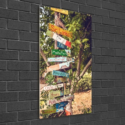 Bild aus glas vertikales Wegweiser