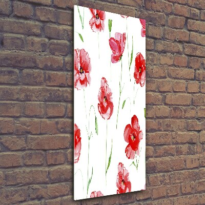 Glasbild vertikales Mohnblumen
