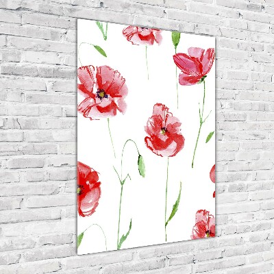Glasbild vertikales Mohnblumen