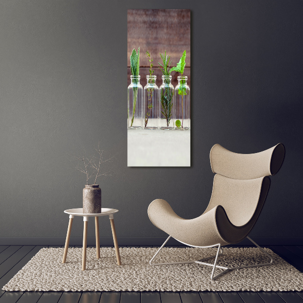 Glasbild vertikales Kräuter im Glas