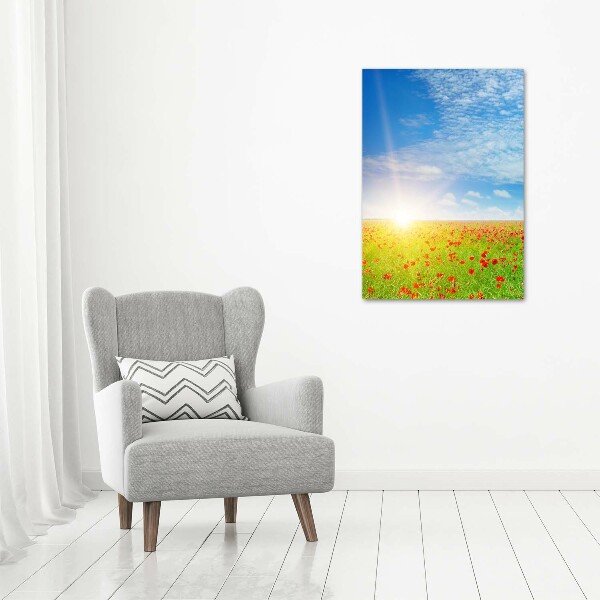 Foto auf glas vertikales Mohnfeld