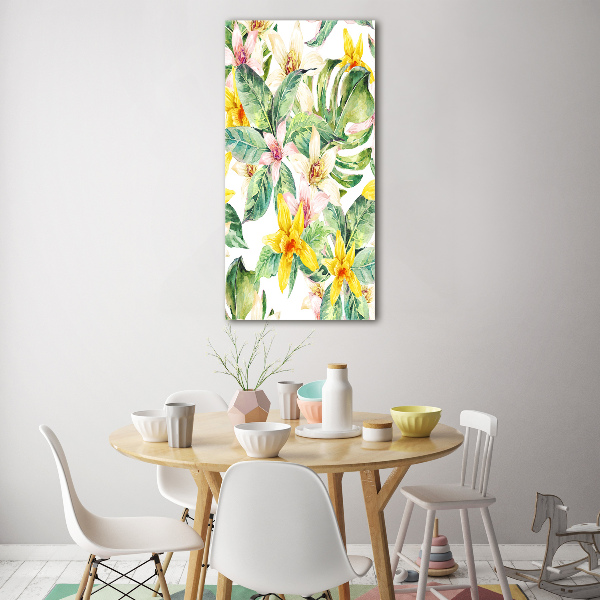 Glasbild vertikales Tropische Blumen