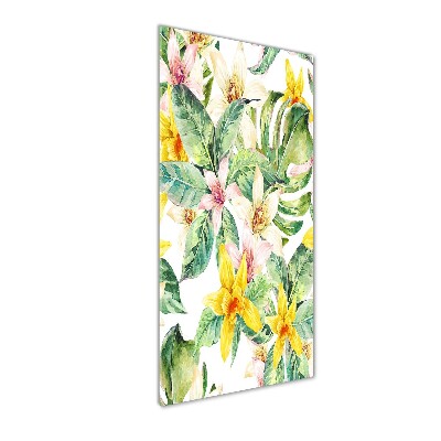 Glasbild vertikales Tropische Blumen