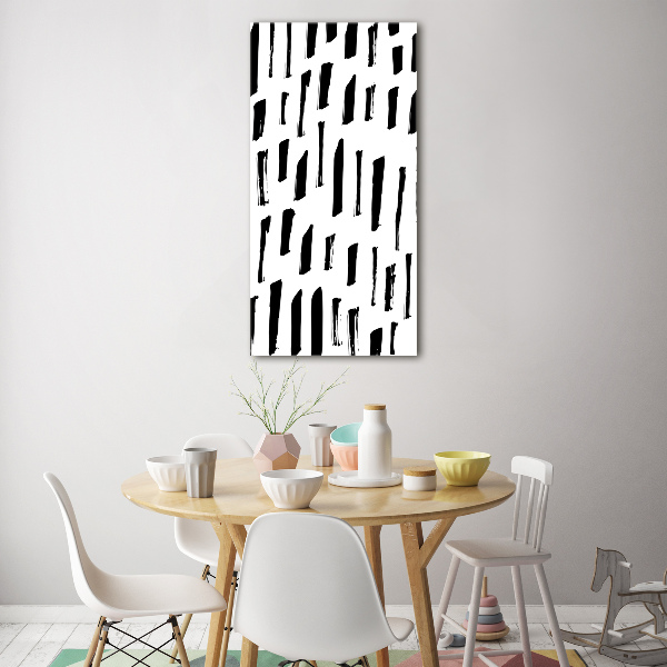 Glasbild vertikales Schwarze und weiße Flecken