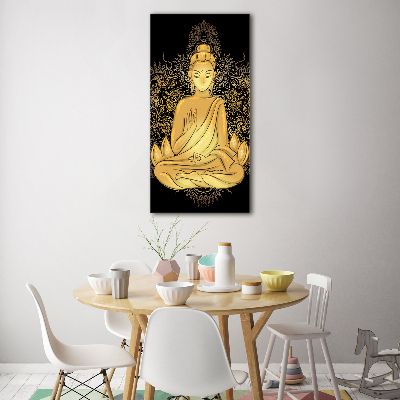 Glasbild vertikales Buddha und Mandala