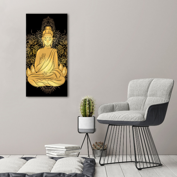 Glasbild vertikales Buddha und Mandala
