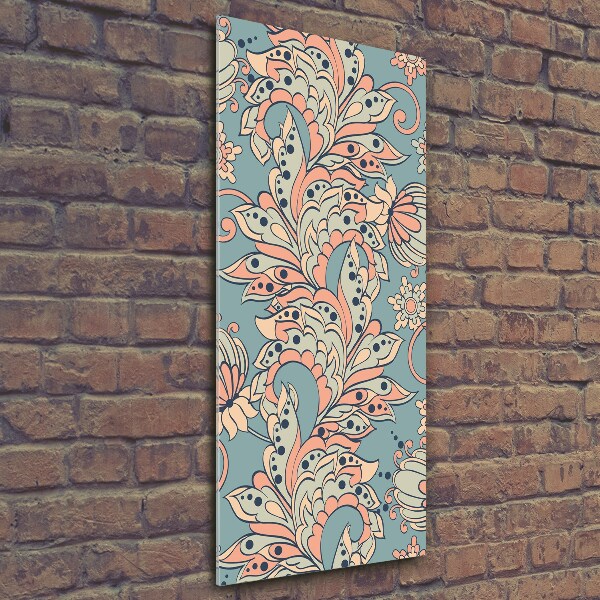 Foto auf glas vertikales Ethnische Blumen