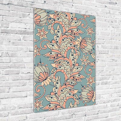 Foto auf glas vertikales Ethnische Blumen