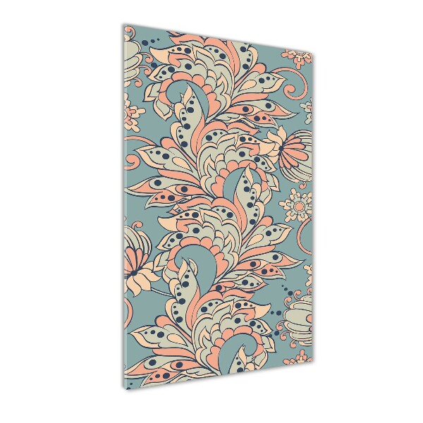 Foto auf glas vertikales Ethnische Blumen