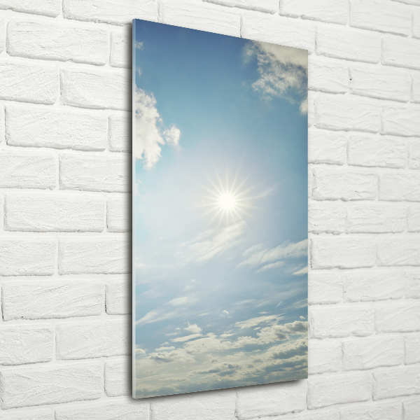 Glasbild vertikales Die Sonne am Himmel
