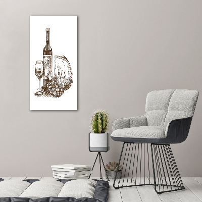 Glasbild vertikales Wein und Snacks