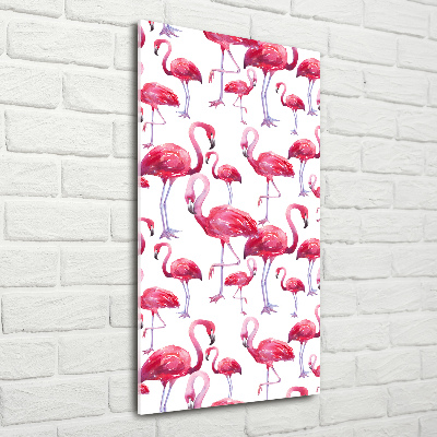 Foto auf glas vertikales Flamingos