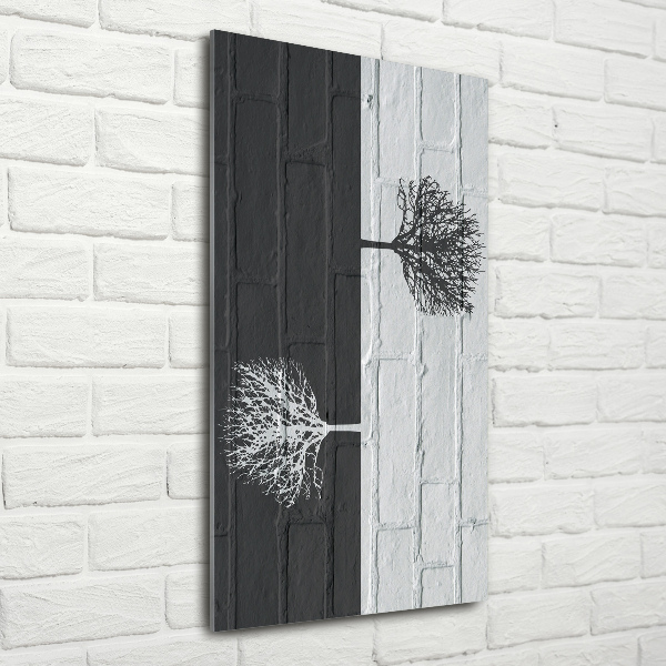 Bild aus glas vertikales Bäume an der Mauer