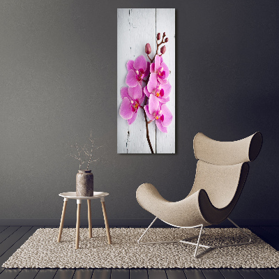 Glasbild vertikales Rosa Orchidee
