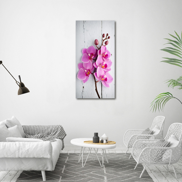 Glasbild vertikales Rosa Orchidee